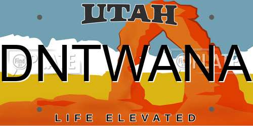 DNTWANA Utah License Plate