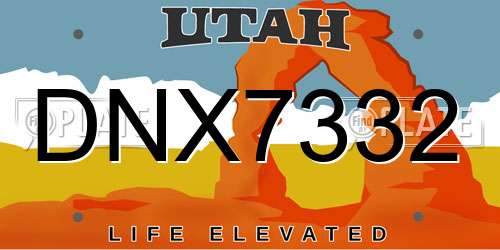 DNX7332 Utah License Plate
