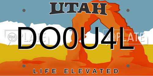 DO0U4L Utah License Plate