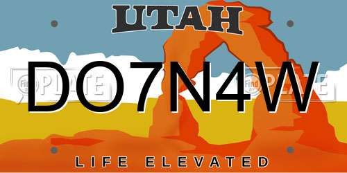 DO7N4W Utah License Plate