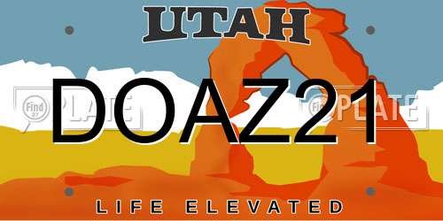 DOAZ21 Utah License Plate