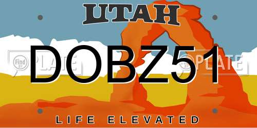 DOBZ51 Utah License Plate