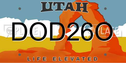 DOD26O Utah License Plate