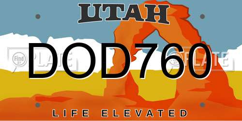 DOD760 Utah License Plate