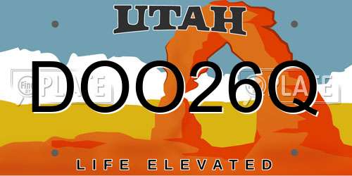 DOO26Q Utah License Plate
