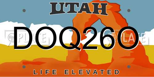 DOQ26O Utah License Plate