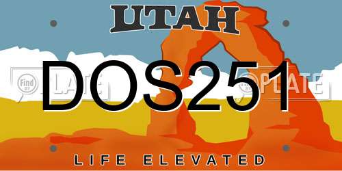 DOS251 Utah License Plate