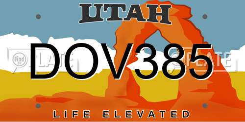 DOV385 Utah License Plate
