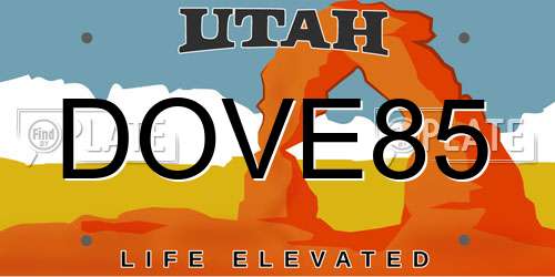 DOVE85 Utah License Plate