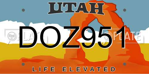 DOZ951 Utah License Plate