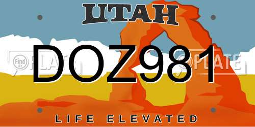 DOZ981 Utah License Plate