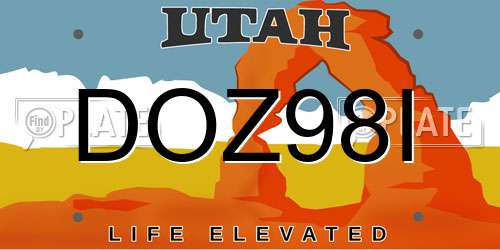 DOZ98I Utah License Plate