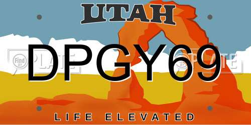 DPGY69 Utah License Plate