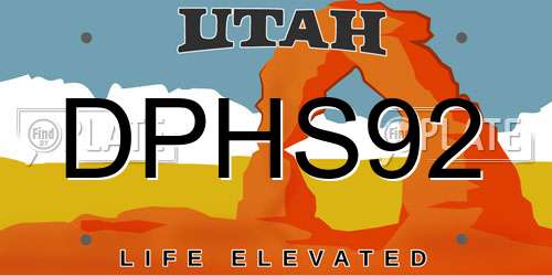 DPHS92 Utah License Plate