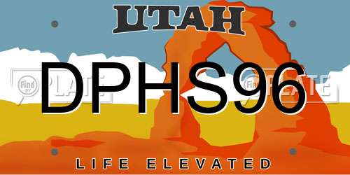 DPHS96 Utah License Plate