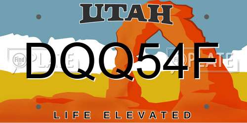 DQQ54F Utah License Plate