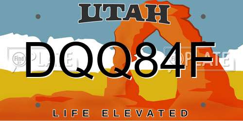 DQQ84F Utah License Plate