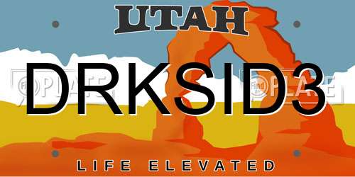 DRKSID3 Utah License Plate