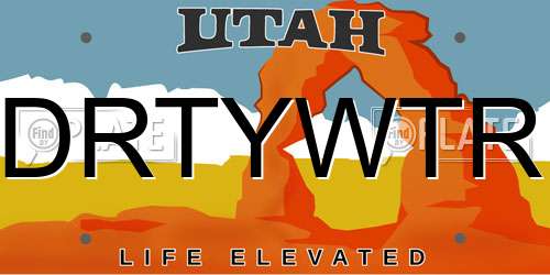 DRTYWTR Utah License Plate