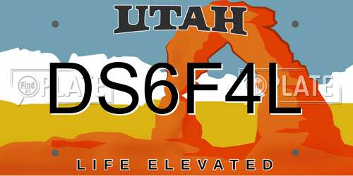DS6F4L Utah License Plate