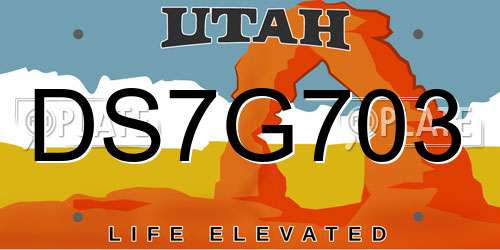 DS7G703 Utah License Plate