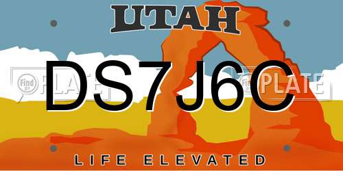DS7J6C Utah License Plate