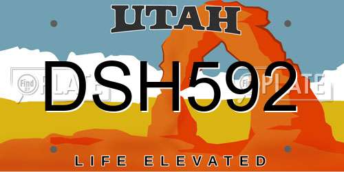 DSH592 Utah License Plate