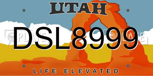 DSL8999 Utah License Plate