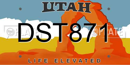 DST871 Utah License Plate