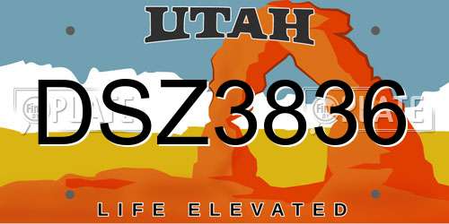 DSZ3836 Utah License Plate