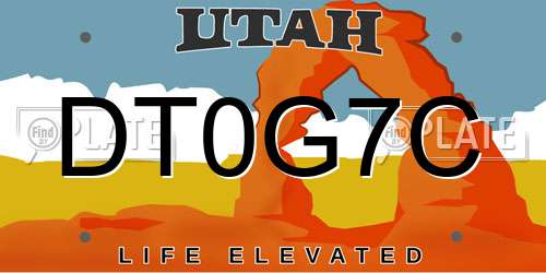DT0G7C Utah License Plate