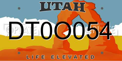 DT0O054 Utah License Plate