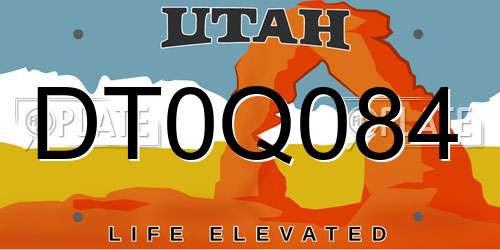 DT0Q084 Utah License Plate