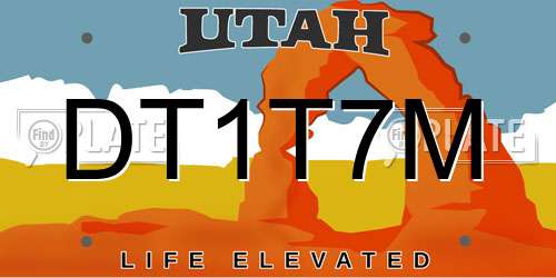 DT1T7M Utah License Plate