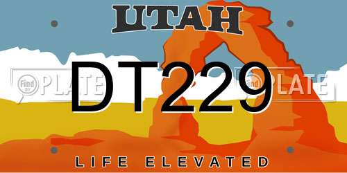 DT229 Utah License Plate