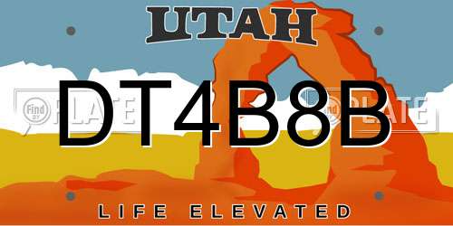 DT4B8B Utah License Plate