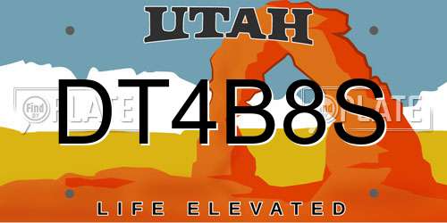 DT4B8S Utah License Plate