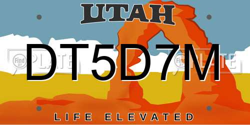 DT5D7M Utah License Plate