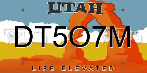 DT5O7M Utah License Plate