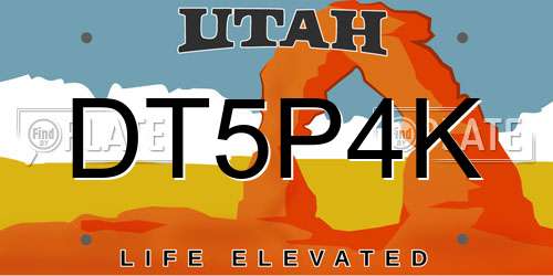 DT5P4K Utah License Plate