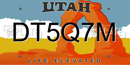 DT5Q7M Utah License Plate