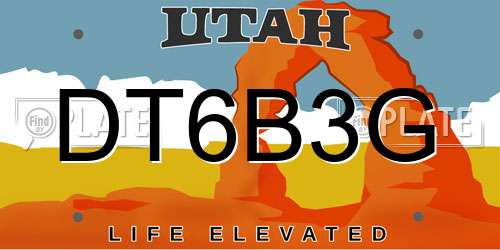 DT6B3G Utah License Plate