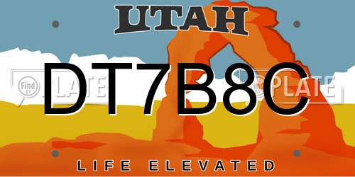 DT7B8C Utah License Plate