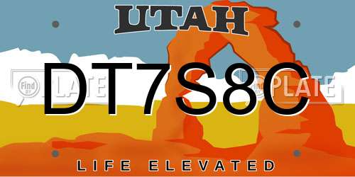 DT7S8C Utah License Plate