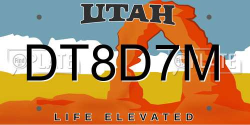 DT8D7M Utah License Plate