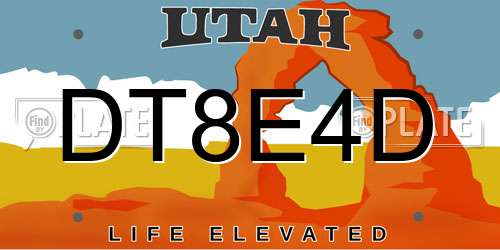 DT8E4D Utah License Plate