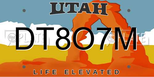 DT8O7M Utah License Plate