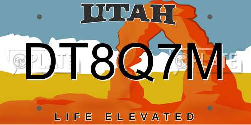 DT8Q7M Utah License Plate