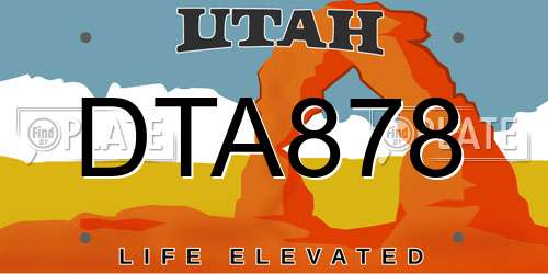 DTA878 Utah License Plate