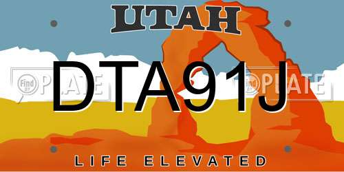 DTA91J Utah License Plate